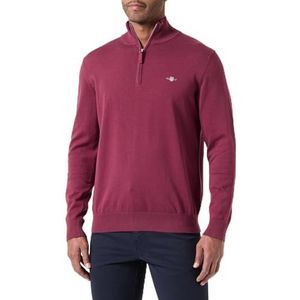 GANT Klassieke katoenen halve rits, bordeauxrood (wine red), S