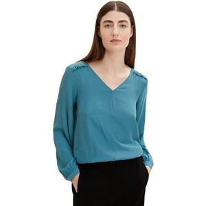 TOM TAILOR Dames Blouse met V-hals 1034028, 13222 - Pastel Teal, 38