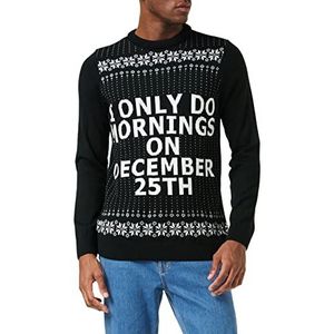 FM London Kersttrui voor heren, comfortabele kersttrui in een aantal designs, geschikt voor kerstfeesten en op het werk tijdens de kersttijd, Zwart (Atomic Dont Do Mornings On The Th), XL