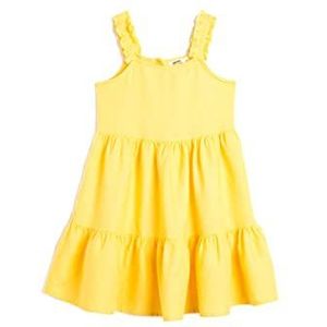 Koton Midi Strappy Jurk voor meisjes, linnen, ruffle, geel (163), 6-7 jaar