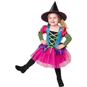 Widmann - Kinderkostuum heks, jurk, hoed, Halloween, carnaval, themafeest