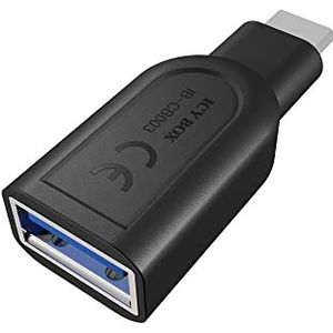 ICY BOX USB-C-adapter (USB 3.0 A aansluiting naar USB-C 3.0 stekker), plug & play, tot 5 Gbit/s, zwart