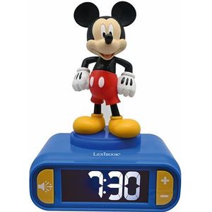 Lexibook, Disney Mickey, Mickey Nachtlampje wekker, Geluiden en melodieën, LCD-scherm met achtergrondverlichting, Lichtgevend, Snooze, Blauw, RL800MCH