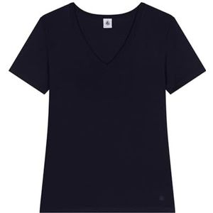 Petit Bateau - T-shirt L'Iconique - Katoen - Blauw - V-hals, Korte Mouwen