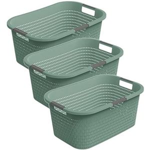 Rotho Country 3-delige set wasmand 40l, kunststof (PP) BPA-vrij, turquoise, 40l (58,0 x 38,9 x 25,1 cm)