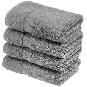 Superior Egyptische katoenen handdoekenset van 4, ultrazachte luxe handdoeken, dikke pluche benodigdheden, absorberend zwaargewicht, gastenbad, hotel, spa, thuisbadkamer, douche-basis, houtskool