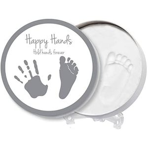 Dooky Happy Hands 2D Handafdrukset voor een babyhandje of voetafdruk om te onthouden (in handig aluminium doosje, makkelijk in gebruik, incl. huidvriendelijke boetseerklei en aluminium doosje)