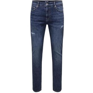 ONSLOOM Slim DB Destroy 1858 MAT DNM, donkerblauw (dark blue denim), 32W x 32L