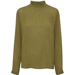 KAFFE Damesblouse met lange mouwen, mock frilled neck smock details losse pasvorm, Lizard, 38