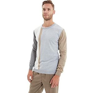Trendyol Mannelijke slanke standaard ronde hals geweven trui, Grijs, XL