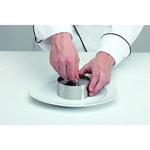 APS 113 roestvrijstalen mousse ring naadloos, 5-delig Set (4 ringen + 1 pusher), Ø 8 cm.