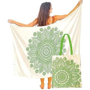 Mandala Life ART Blauwe sarong voor dames, pareo, bikini, strandhanddoek, wikkelrok, wandkleed, wikkeldoek, sjaal, halsdoek, hoogwaardig rayon, zacht en licht, mandalagreen, One size