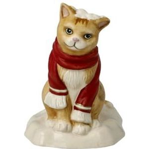 Goebel - Kerst | Decoratief beeld Kat Sneeuwbalgevecht | Aardewerk - 7cm
