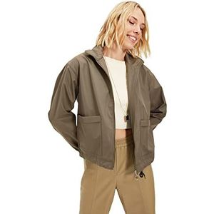 TRENDYOL Dames kaki oversized ritssluiting sluiting windjack jas jas jas, Kaki, S