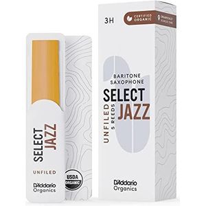 D'Addario Organic Select Jazz Unfiled Bariton Saxofoon Rieten - Sax Riet - Het eerste & enige biologische riet - 3 hard, 5 stuks