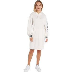 Tommy Hilfiger Dames Reg Monotype SLV Hood Korte DRS Hoodie Jurken, Verweerd Wit, XXS