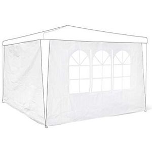 Relaxdays partytent zijwand 2 stuks, voor 3x3 paviljoen, klittenband, met raam, windbescherming, waterafstotend, wit