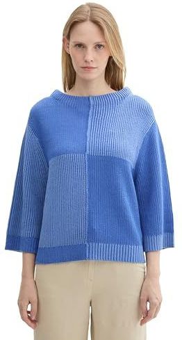 TOM TAILOR - Damestrui - Calm Blue - Patched Rib Knit - XXL