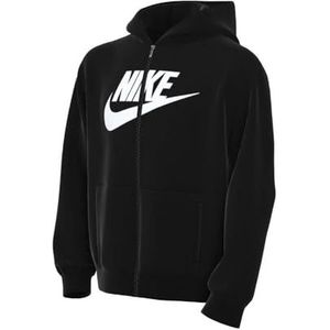 Nike FD2990-010 K NSW Club FLC HD FZ LS HBR Sweatshirt Unisex Zwart/Wit Maat XS