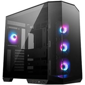 MSI MAG PANO 100R PZ - Premium Mid-Tower Gaming PC-behuizing - Zijpaneel van gehard glas - ARGB 120 mm ventilatoren - Vloeibare koeling Ondersteuning tot 360 mm radiator - Zwarte Kleur Case