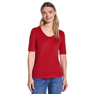 Street One - Glory Red - T-shirt - Korte Mouwen - Effen Kleur - Afgeronde V-hals
