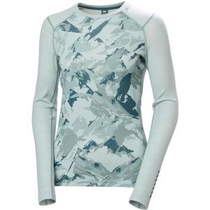 Helly Hansen - Lifa Merino Midweight Graphic Crew - Ondershirt - Green Mist Mountain Camo A - 57% Merino Wol / 43% Polypropyleen