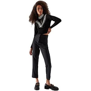 TRENDYOL Dames Black Button Gedetailleerde sigarettenbroek broek, zwart, 42