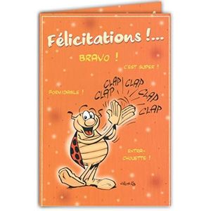 Afie CD Cox 509 kaart met envelop ""De lieveheersbeestjes"" van Gotlib, groot evenement, Bravo Super Uil, leuke Uil, oranje, formaat 17 x 11,5 cm