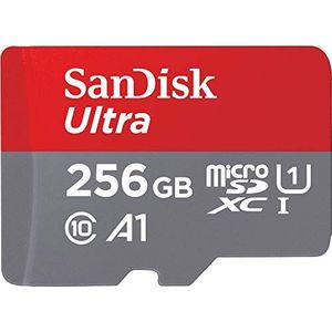 SanDisk Ultra microSDXC UHS-I-geheugenkaart 256 GB+adapter (voor Android-smartphones en -tablets en MIL-camera's, A1, C10, U1, 120 Mb/s overdracht)