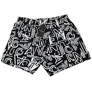 Emporio Armani Swimwear Men's Emporio Armani Graphic Patronen Boxer Short Swim Trunks, Black/White, 50, zwart/wit
