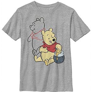 Disney Winnie Pooh Line Art Boy's Crew Tee, Athletic Heather, XS, Athletic Heather, XS