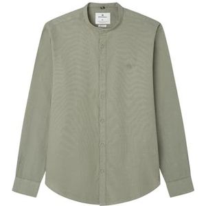 SPRINGFIELD Daily Refresh Structuur Mao Herenhemd, licht kaki, M