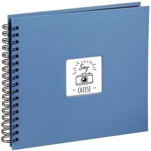 Hama Fotoalbum 28x24 cm (spiraal album met 50 zwarte pagina's, fotoboek met pergamijn-scheidingsbladen, album om in te plakken en zelf vorm te geven), azuurblauw