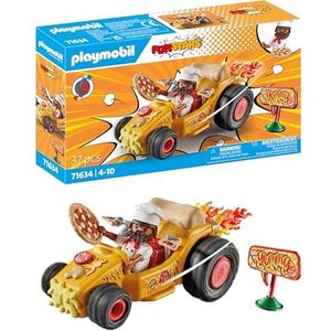 PLAYMOBIL Funstars 71634 Race pizza, kart met pullback-motor, dynamische speelset voor spannende races, gedetailleerd speelgoed voor kinderen vanaf 4 jaar