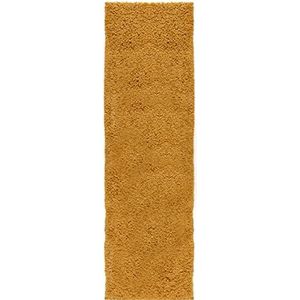 Mynes Home Shaggy tapijt hoogpolig goud 30 mm/langpolig tapijten effen design/tapijtloper / 70x250 cm