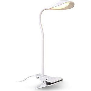 B.K.Licht I Klemlamp I bureaulamp I wit I tafellamp I voor binnen I leeslamp I nachtlamp I met klem I 3.000K I 350Lm I 4.5W LED