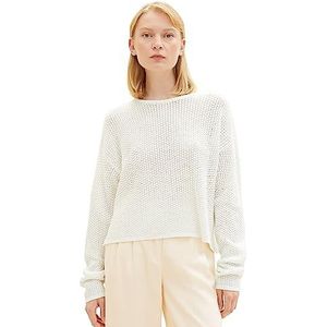 TOM TAILOR Denim Dames cropped relaxed pullover, 10348-Gardenia White, XL