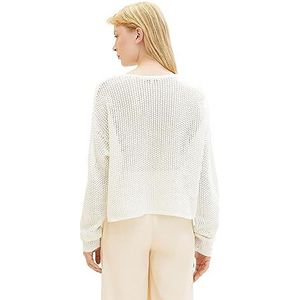 TOM TAILOR Denim Dames cropped relaxed pullover, 10348-Gardenia White, XL