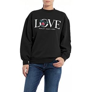Replay Dames sweatshirt katoen Rose Label Collection, 098 Black, L