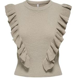 Only - Onlashley SL O-Neck KNT - T-Shirt - Grijs - Maat XL