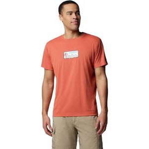 Columbia Men's Zero Rules Light Short Sleeve Graphic Crew, Technical Short Sleeve T-Shirt, Tuscan/Actively Cooled, L