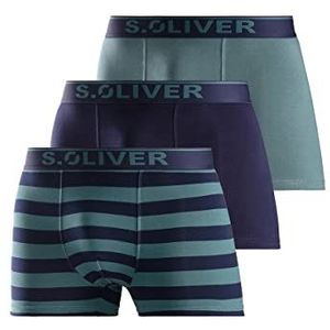 s.Oliver RED LABEL Bodywear LM Heren s.Oliv 3X gestreepte boxershorts, aqua/navy, passend (3-pack), aqua/marineblauw., S
