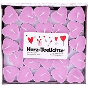 pajoma Theelichten ""Love"" in verpakking van 50, brandduur 3 uur, in hartvorm (roze)