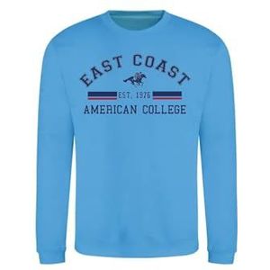 AMERICAN COLLEGE USA Sweatshirt met print, warme kleding, uniseks, kinderen, jongens en meisjes, casual, model ACSCRW2, Indigo, 14 jaar, Indigo, 14 ans