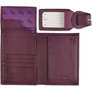 Otto Angelino Leerpaspoort Cover - RFID Bescherming met Ticket Zak en Bagage Trailers (Purple)