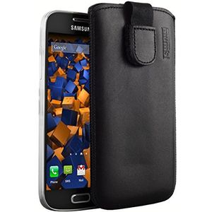 mumbi Echt leren hoesje compatibel met Samsung Galaxy S4 mini hoesje lederen tasje case wallet, zwart