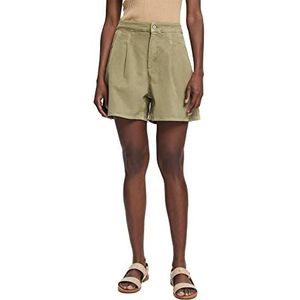 ESPRIT Shorts met plooien, licht kaki, 32