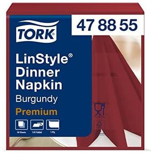 Tork LinStyle® Dinnerservet Bordeauxrood, 1/4-vouw 1-laags, 39 x 39 cm, 12 x 50 servetten, 478855