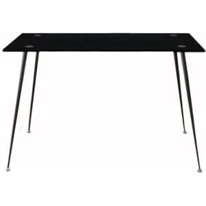 HOGAR24 ES Eettafel of keukentafel, Scandinavisch design, glazen tafel, eettafel, keuken, woonkamer, zwarte metalen poten, afmetingen: 120 x 60 x 75 cm