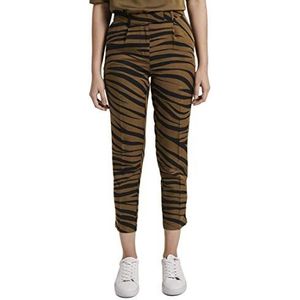 TOM TAILOR mine to five Dames Taperedbroek in zebrapatroon 1018782, 22793 - Olive Zebra Design, 40